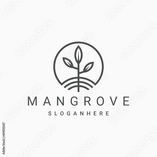 Mangrove tree logo vector icon line illustration