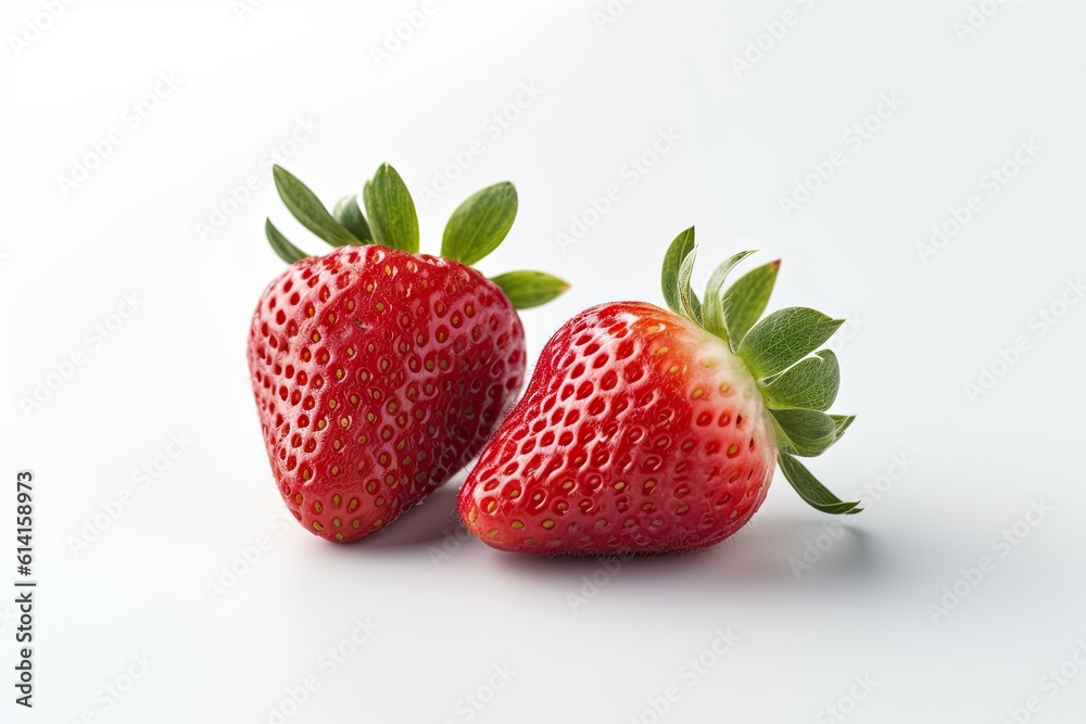 Group of Fresh Strawberries on White background Isolated