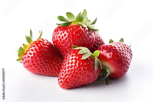 Group of Fresh Strawberries on White background Isolated