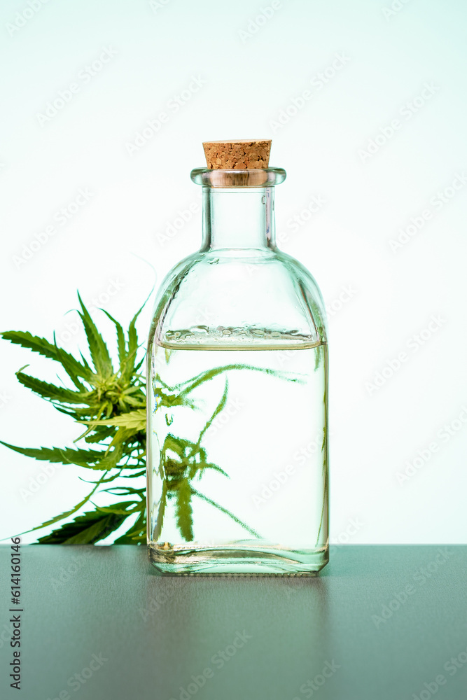 Medicinal cannabis with extract oil in a bottle Medicinal cannabis with extract oil in a bottle