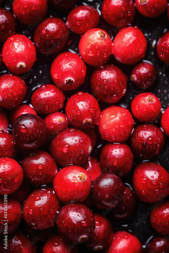 Background of fresh cranberries. Generative AI Background of fresh cranberries. Generative AI