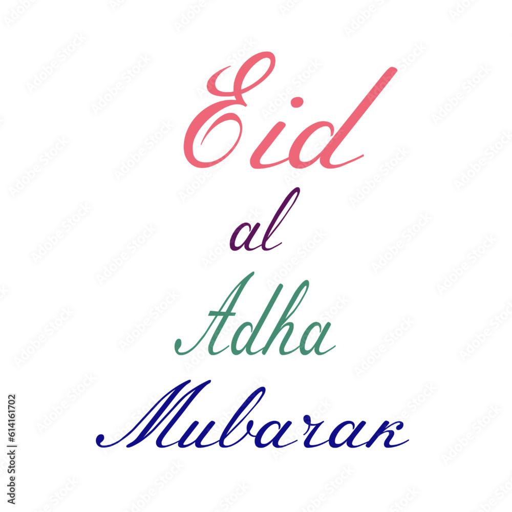 Eid al-Adha Mubarak hand lettering text ,Eid Mubarak Greeting Card generative Ai