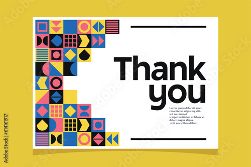 Vector template thank you card with geometric shapes