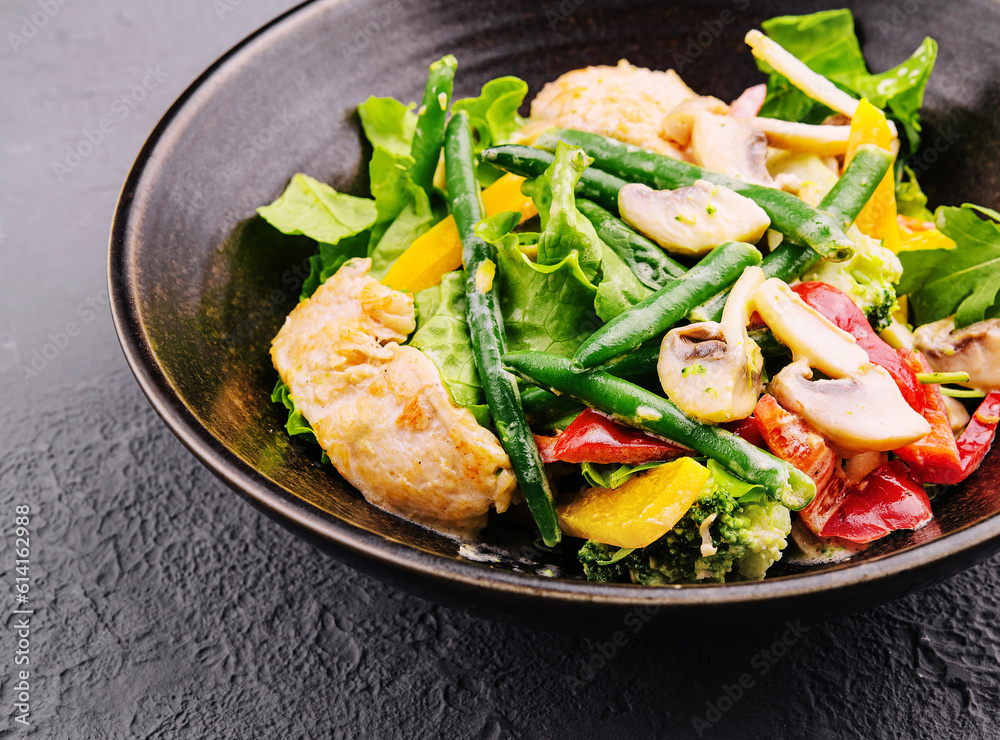 green bean salad with chicken and various vegetables green bean salad with chicken and various vegetables