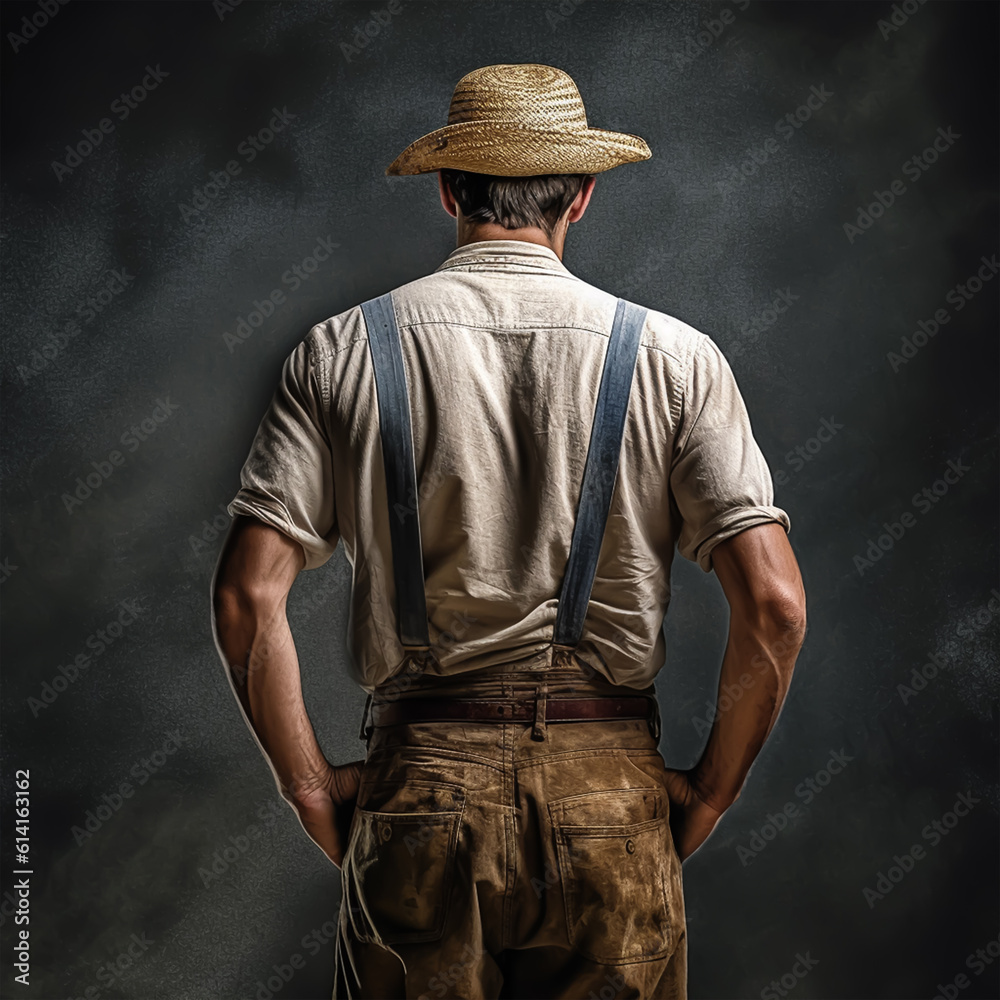 Back view of Labor portrait, Labor day concept, Generative Ai Back view of Labor portrait, Labor day concept, Generative Ai