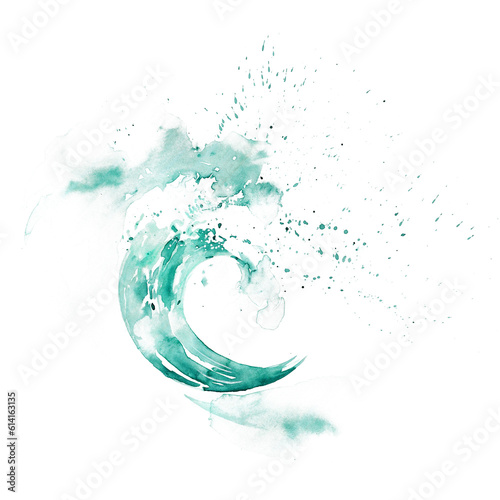 Sea wave aquirrel. Turquoise wave. Vintage print.