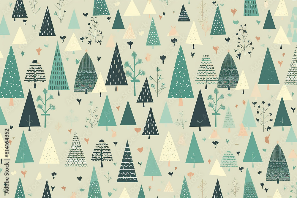 Seamless pattern with hand drawn fir trees. Scandinavian style. Seamless pattern with hand drawn fir trees. Scandinavian style.