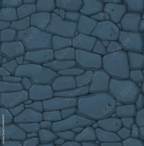 Seamless pattern from dark stones for game development in casual style or backgound