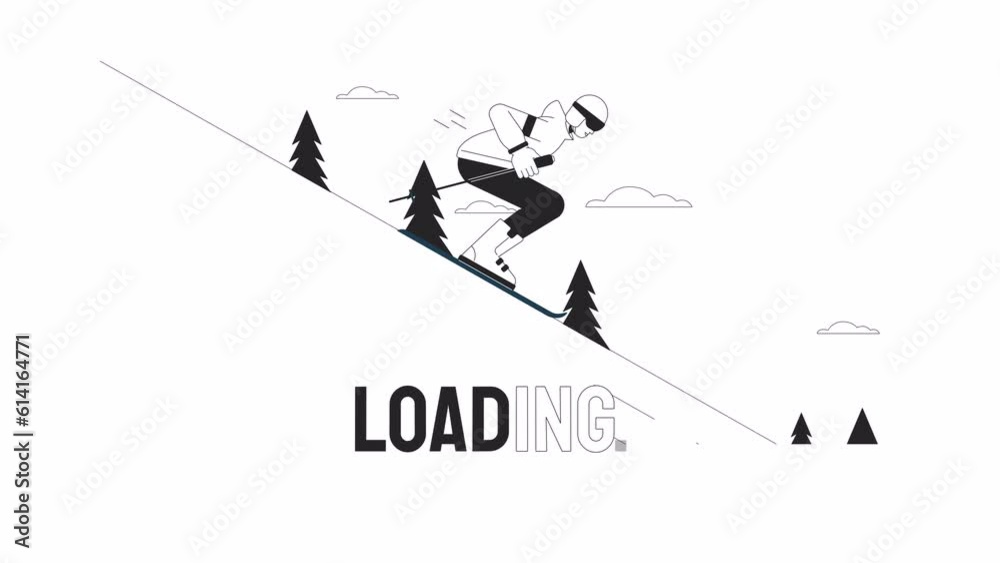 Skiing downhill bw loader animation. Ski man on slope. Ski resort. Flash message 4K video footage. Isolated outline monochrome loading animation with alpha channel transparency for UI, UX web design Skiing downhill bw loader animation. Ski man on slope. Ski resort. Flash message 4K video footage. Isolated outline monochrome loading animation with alpha channel transparency for UI, UX web design