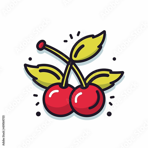 Cherry Illustration on White Background. Minimalistic Design.