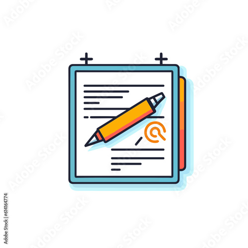 Contract on White Background. 2D Lineal Vector. Minimalist Design.