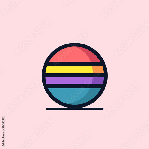 Exercise Ball on White Background. Minimalistic Vector Design.