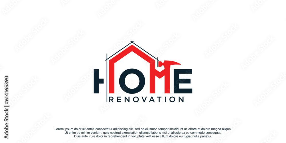 Home logo vector with creative concept for renovation building company premium vector Home logo vector with creative concept for renovation building company premium vector