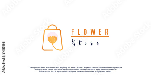 Beauty store logo design with flower and bag concept