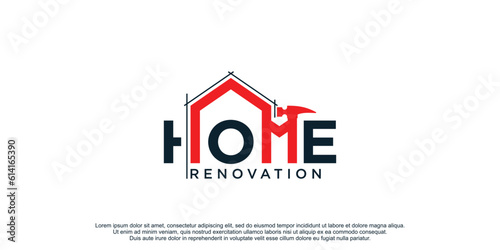 Home logo vector with creative concept for renovation building company premium vector