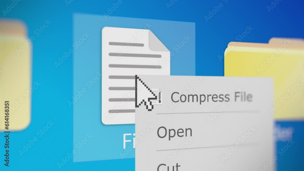 Animation of Someone Clicking a File to Compress,  Fictitious Data Created Exclusively for This Concept Footage
