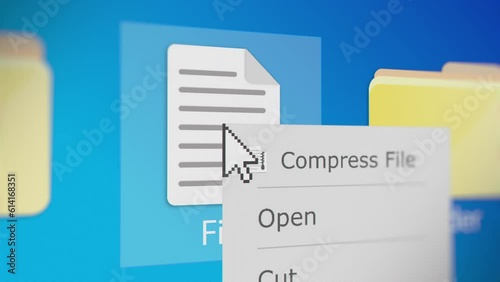 Animation of Someone Clicking a File to Compress,  Fictitious Data Created Exclusively for This Concept Footage
