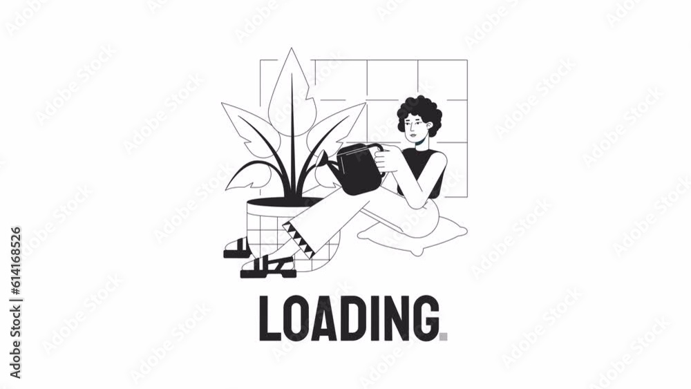 Watering plant bw loader animation. Gardening houseplant hobby. Flash message 4K video footage. Isolated outline monochrome loading animation with alpha channel transparency for UI, UX web design Watering plant bw loader animation. Gardening houseplant hobby. Flash message 4K video footage. Isolated outline monochrome loading animation with alpha channel transparency for UI, UX web design