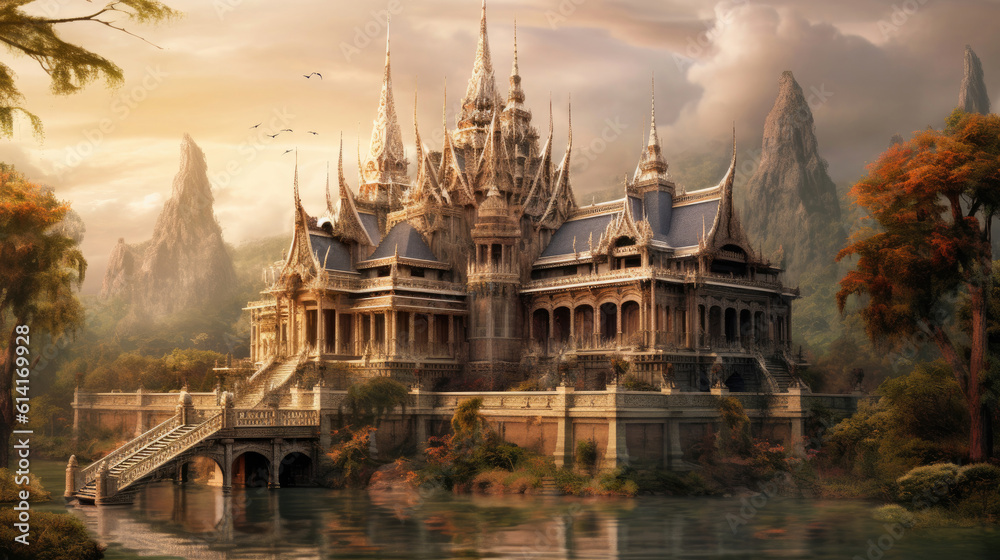 Castle in thailand realistic, generative ai