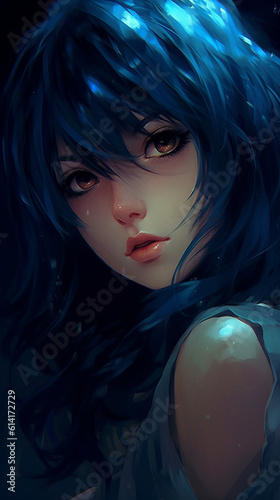 Manga girl looking at you