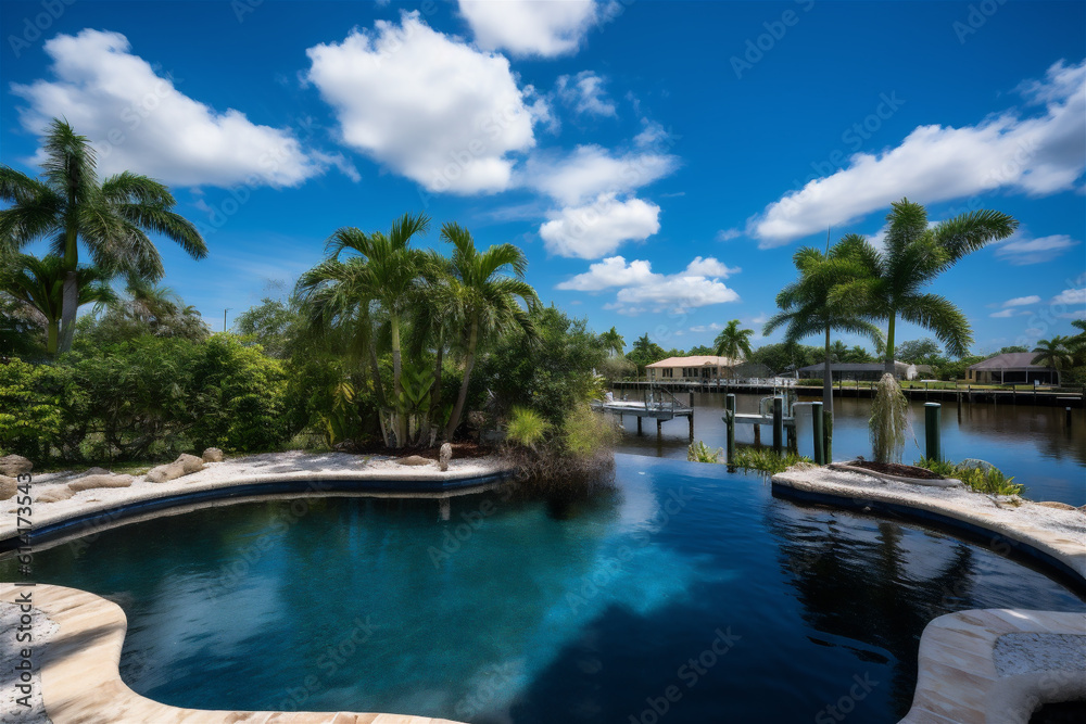 The scenery of the villa waterfront area The scenery of the villa waterfront area