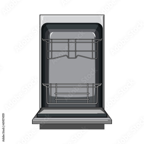 plate dishwasher kitchen cartoon. wash open, machine appliance plate dishwasher kitchen sign. isolated symbol vector illustration