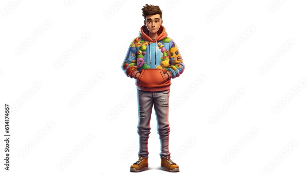 kontekst a teenager in a very colorful sweatshirt with a print HD Wallpaper - obrazy, fototapety, plakaty 