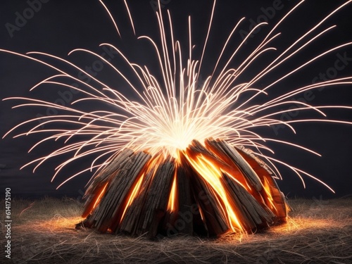 Pparks of bonfire nightfire by Generative AI photo