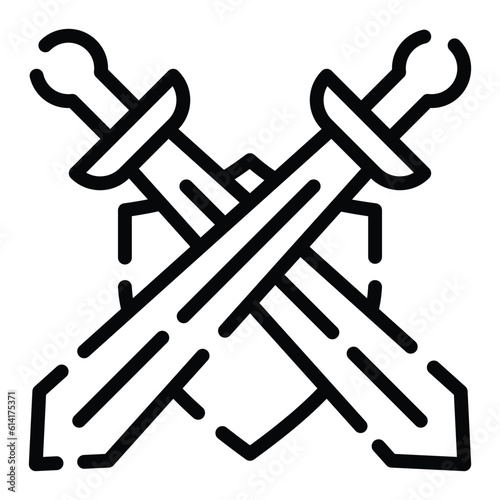Soldier make a shielf of two swords for protect himself