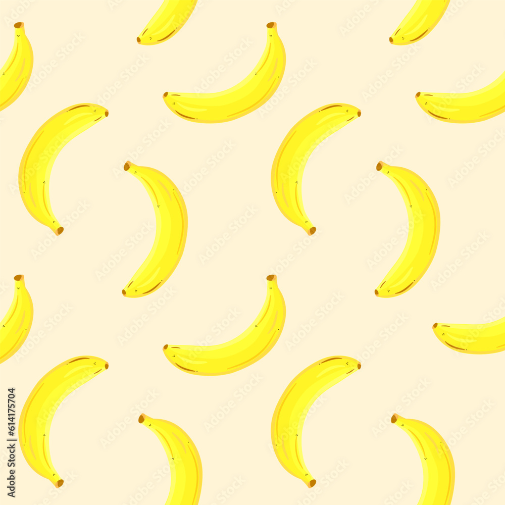 Banana yellow seamless pattern. Vector design.