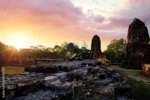 Buddhist Temple in Ayutthaya historical park, Thailand.