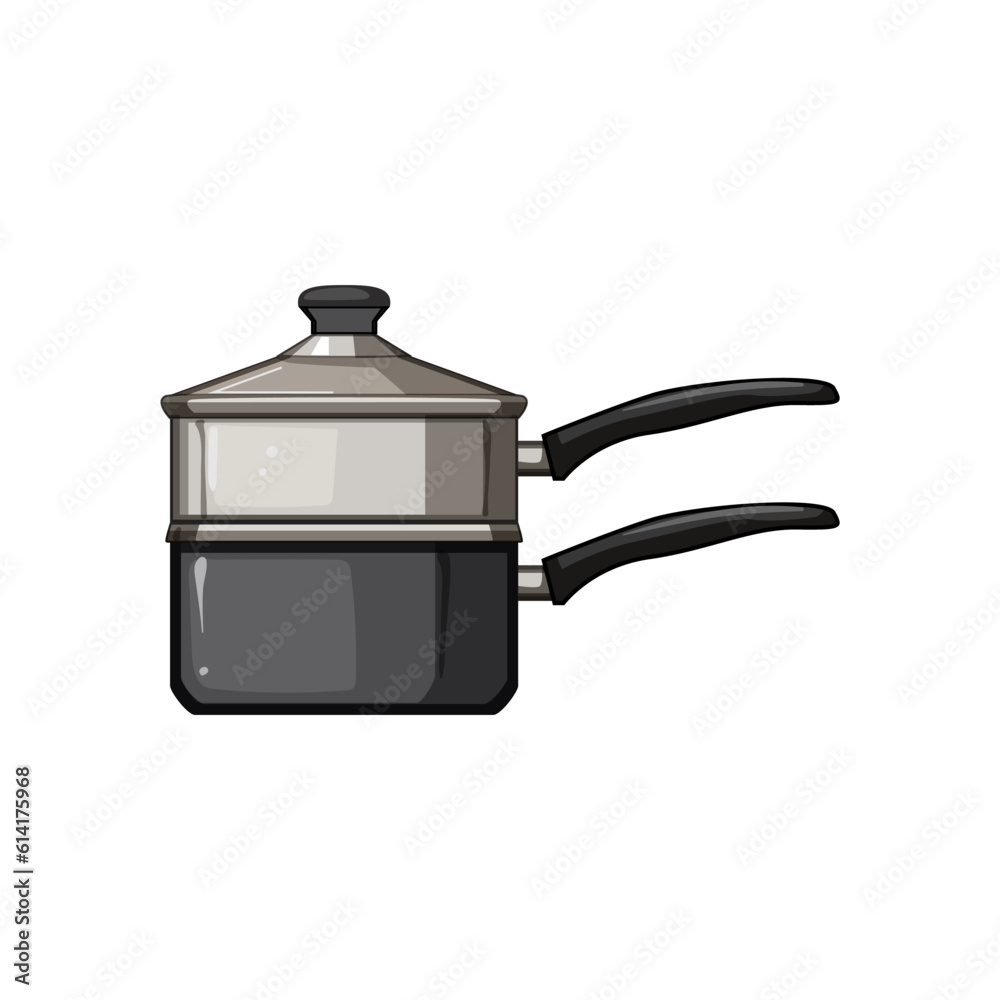 Obraz premium home double boiler pan cartoon. healthy steel, cooking kitchen home double boiler pan sign. isolated symbol vector illustration