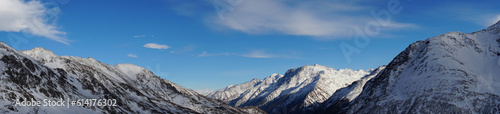 Panorama of the mountain peaks in the Caucasus