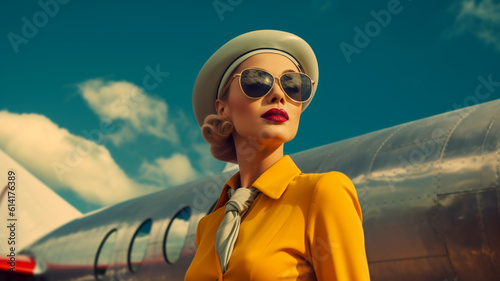 Woman pilot. Created with generative Ai technology.
