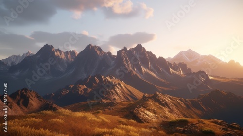 sunset in the mountains HD 8K wallpaper Stock Photographic Image