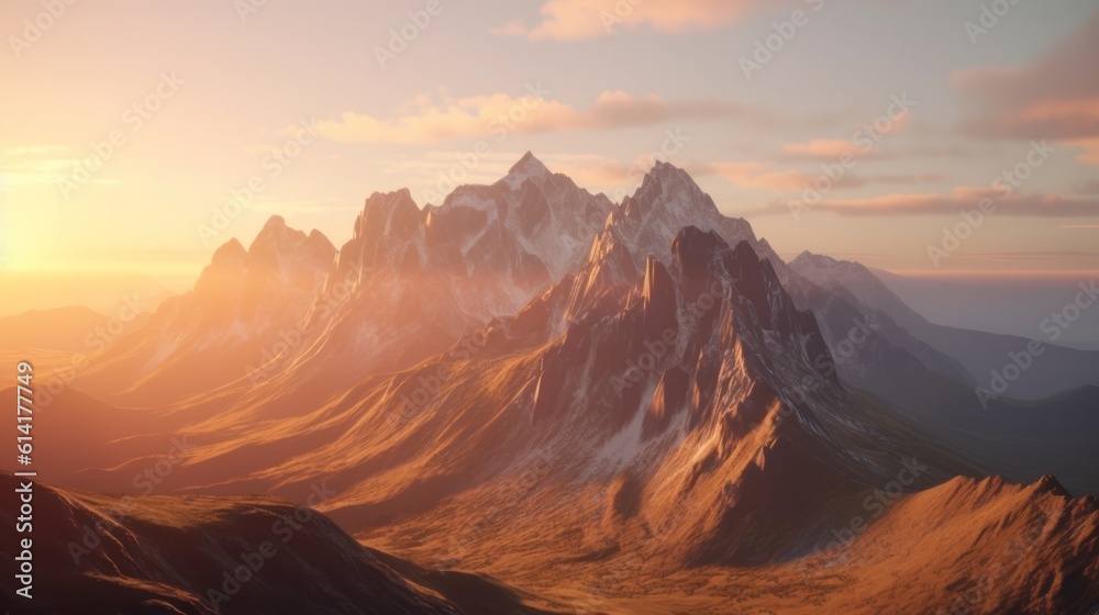 sunrise in the mountains HD 8K wallpaper Stock Photographic Image
