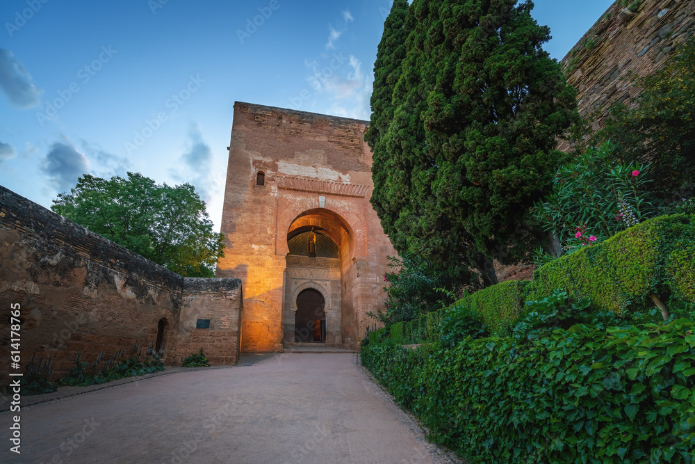 Gate of Justice (Puerta de la Justicia) at Alhambra at sunset - Granada, Andalusia, Spain