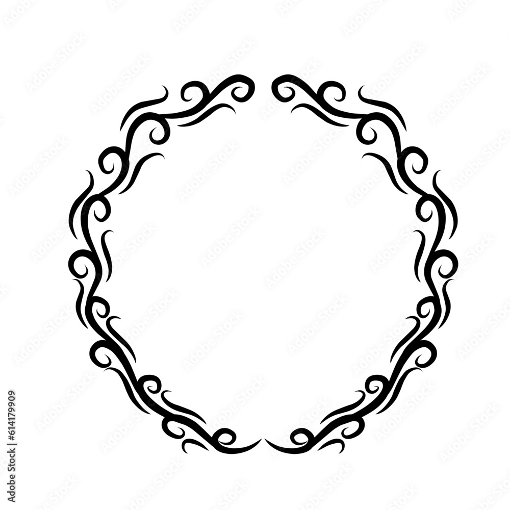 Round Floral Line Drawn Frame Round Floral Line Drawn Frame