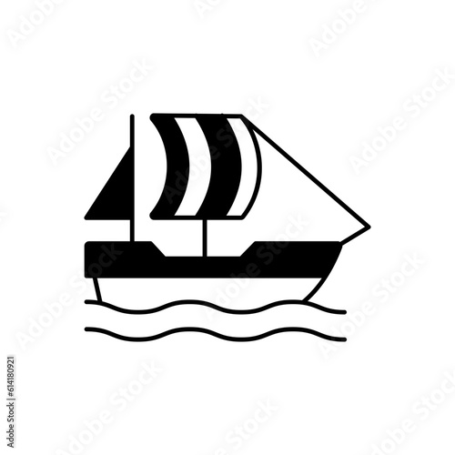 Ancient boat Glyph Vector Icon that can easily edit or modify

