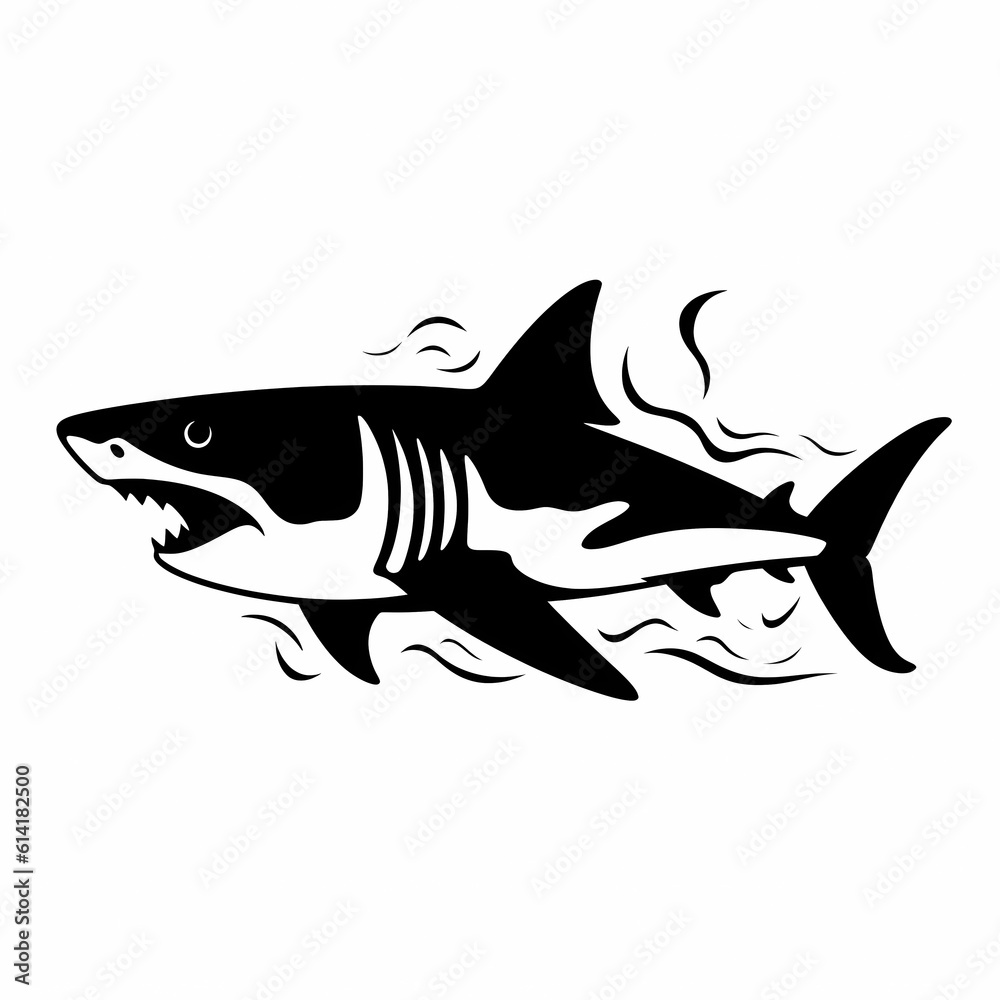 Fototapeta premium Shark illustration, Generative AI