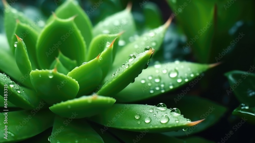 Succulent ,water drops on a leaf, ai generative Succulent ,water drops on a leaf, ai generative