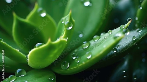 Succulent ,water drops on a leaf, ai generative