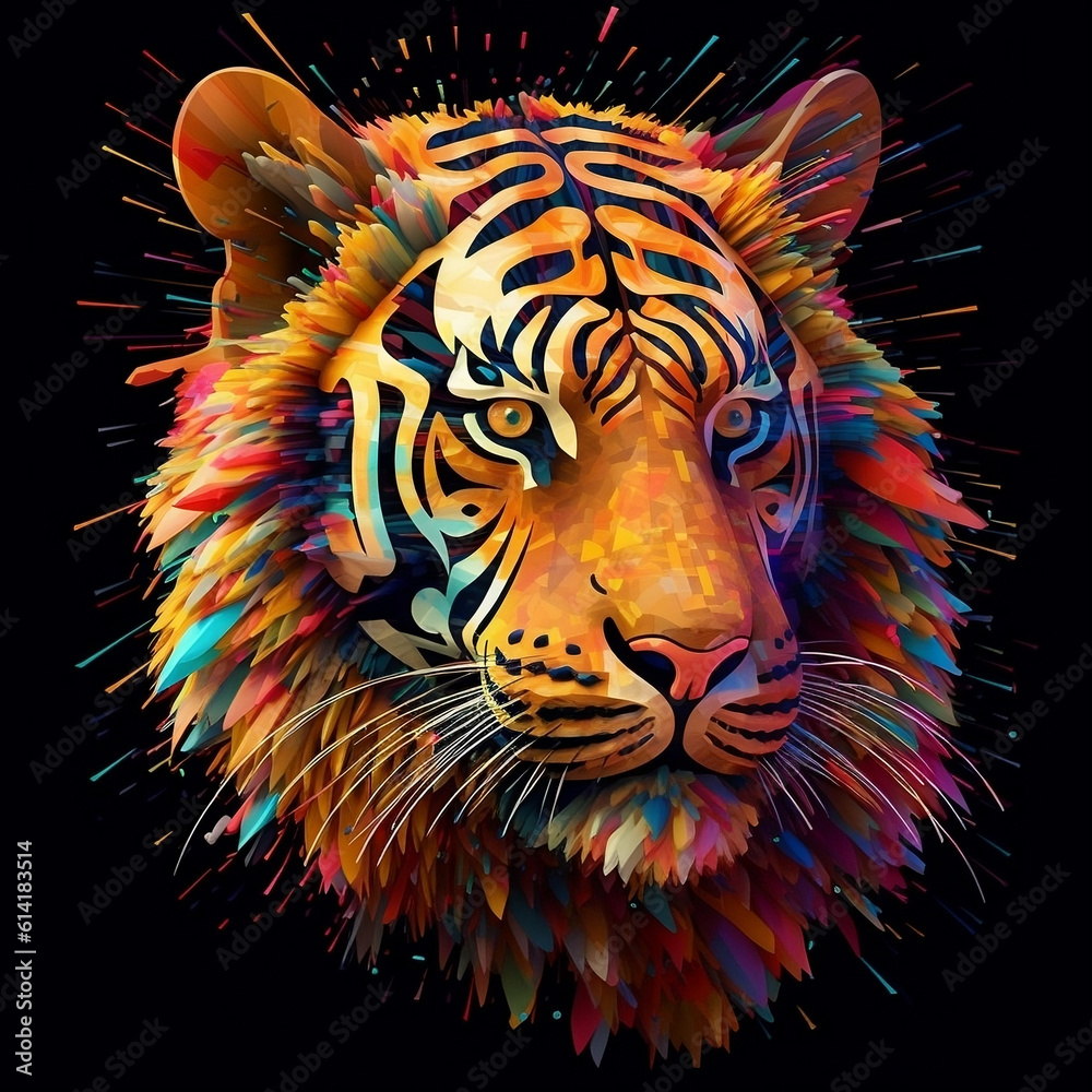 colorful ilustration of a tiger, AI
