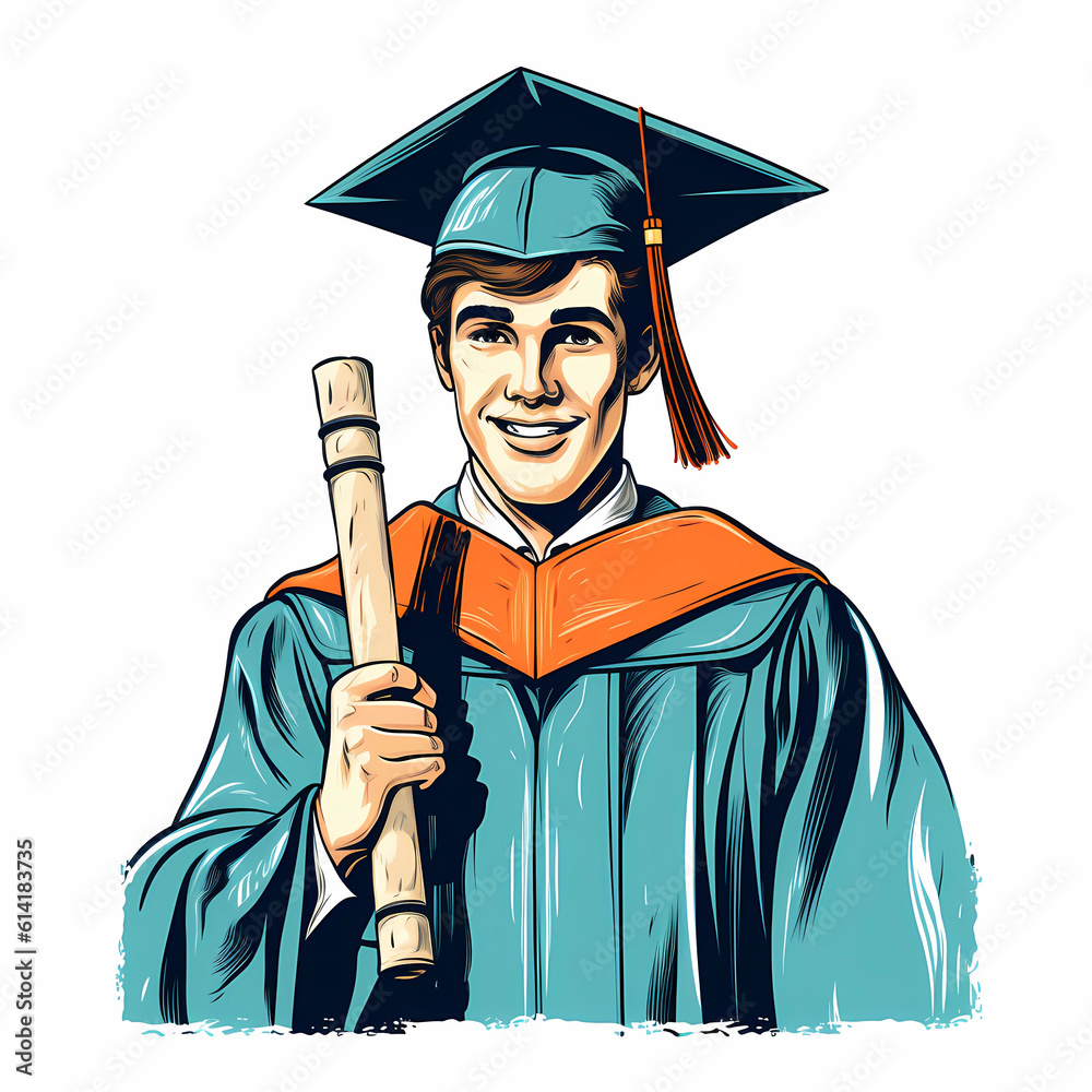 College degree clipart illustration, Generative AI Stock Illustration