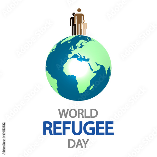 Refugee Day World people on the planet, vector art illustration.