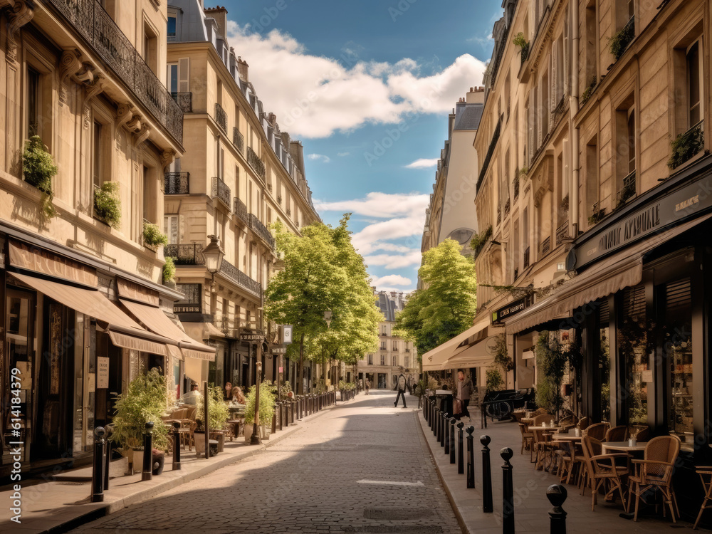 Colorful image of the streets of Paris in the summertime