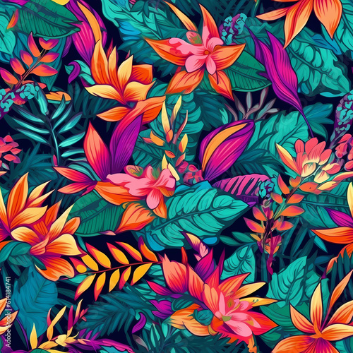 Watercolor floral pattern background generative AI