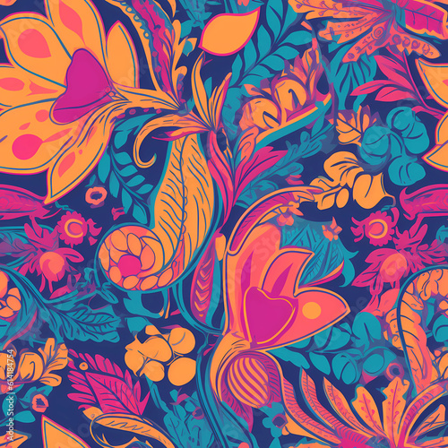 Watercolor floral pattern background generative AI