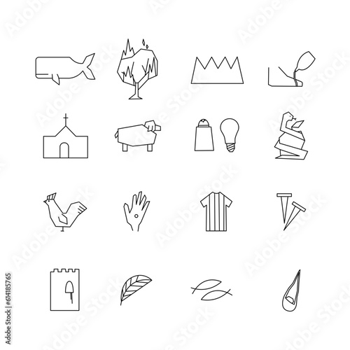 Bible icons set black and white