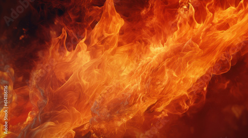 Inferno Blaze  Thick Fire Flames Illuminate the Dark Orange Abyss. Generative AI